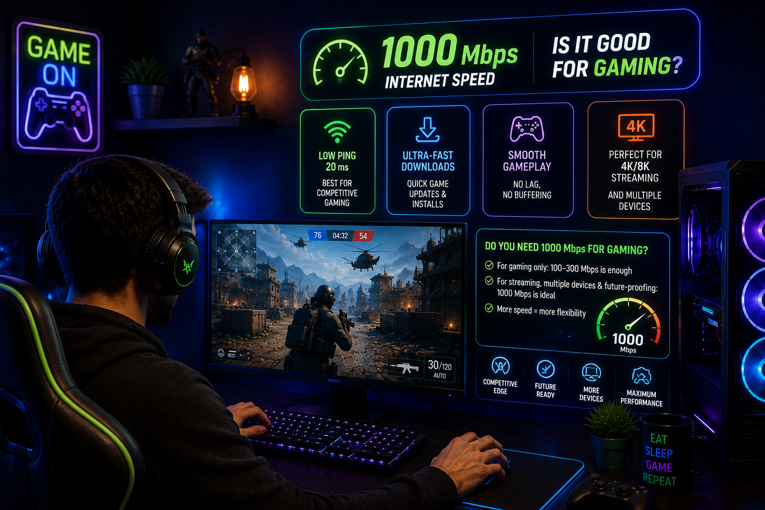 Is 1000 Mbps Good for Gaming? What You Actually Need to Know 2 Is 1000 Mbps Good for Gaming What You Actually Need to Know