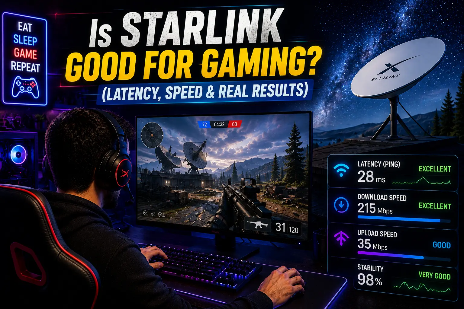 Is Starlink Good for Gaming? (Latency, Speed & Real Results) 2 Is Starlink Good for Gaming?f