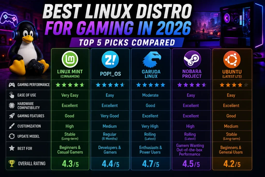 Best Linux Distro for Gaming in 2026 (Top 5 Picks Compared) 2 Best Linux Distro for Gaming in 2026 (Top 5 Picks Compared)
