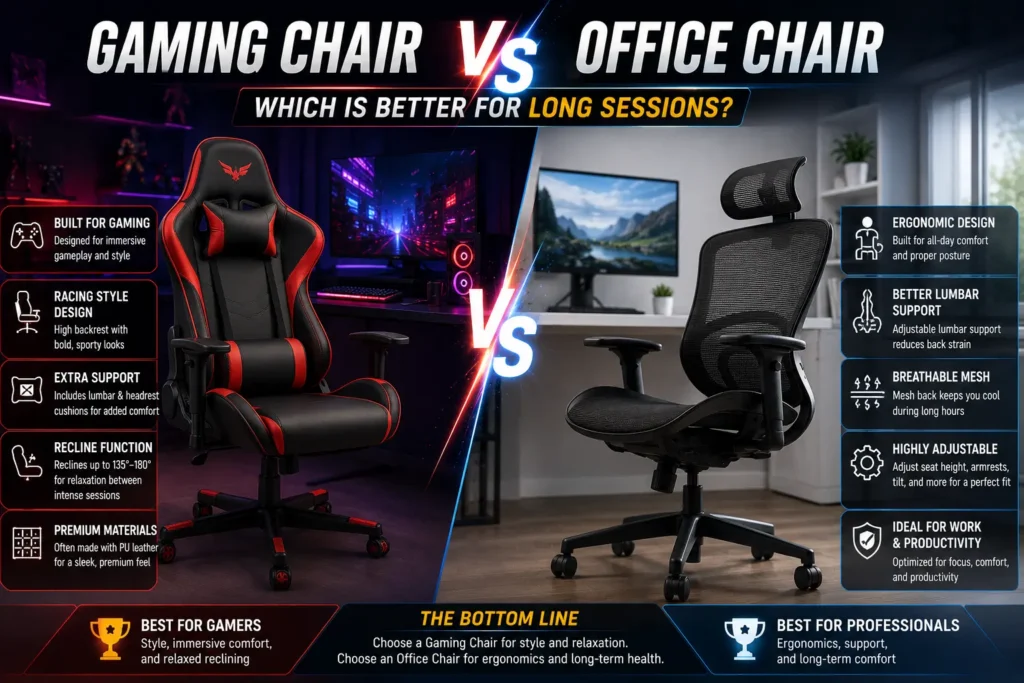 Gaming Chair vs Office Chair: Which Is Better for Long Sessions?