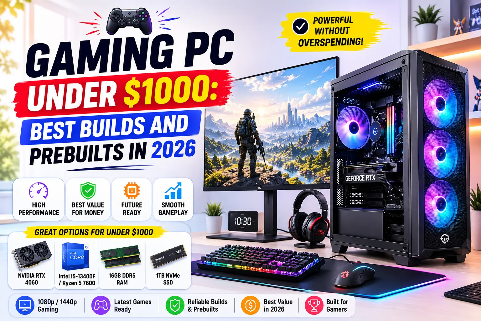 Gaming PC Under $1000: Best Builds and Prebuilts in 2026 2 Gaming PC Under $1000 Best Builds and Prebuilts in 2026