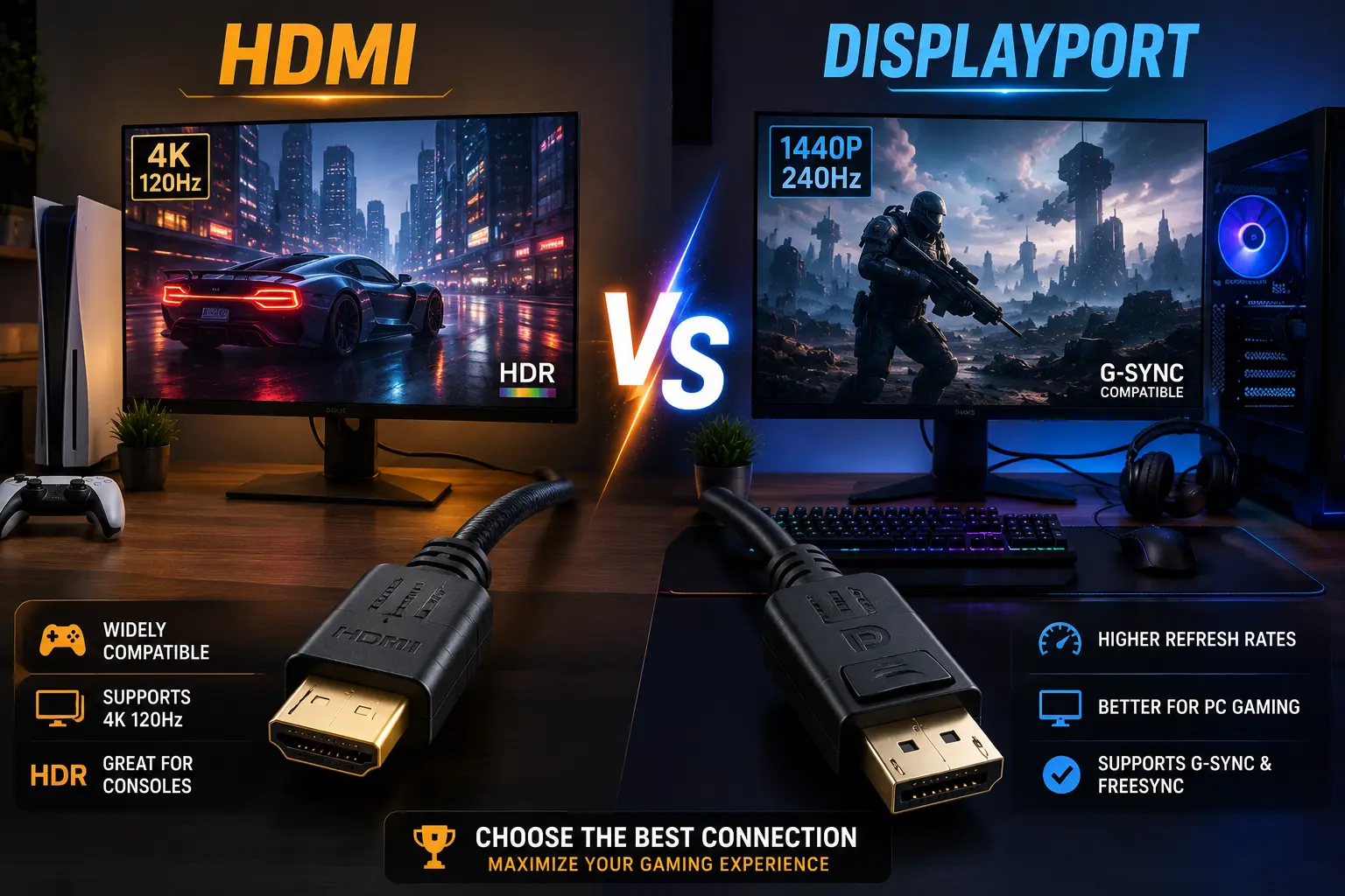 HDMI vs DisplayPort for Gaming: Which Cable Should You Use? 1 HDMI vs DisplayPort for Gaming