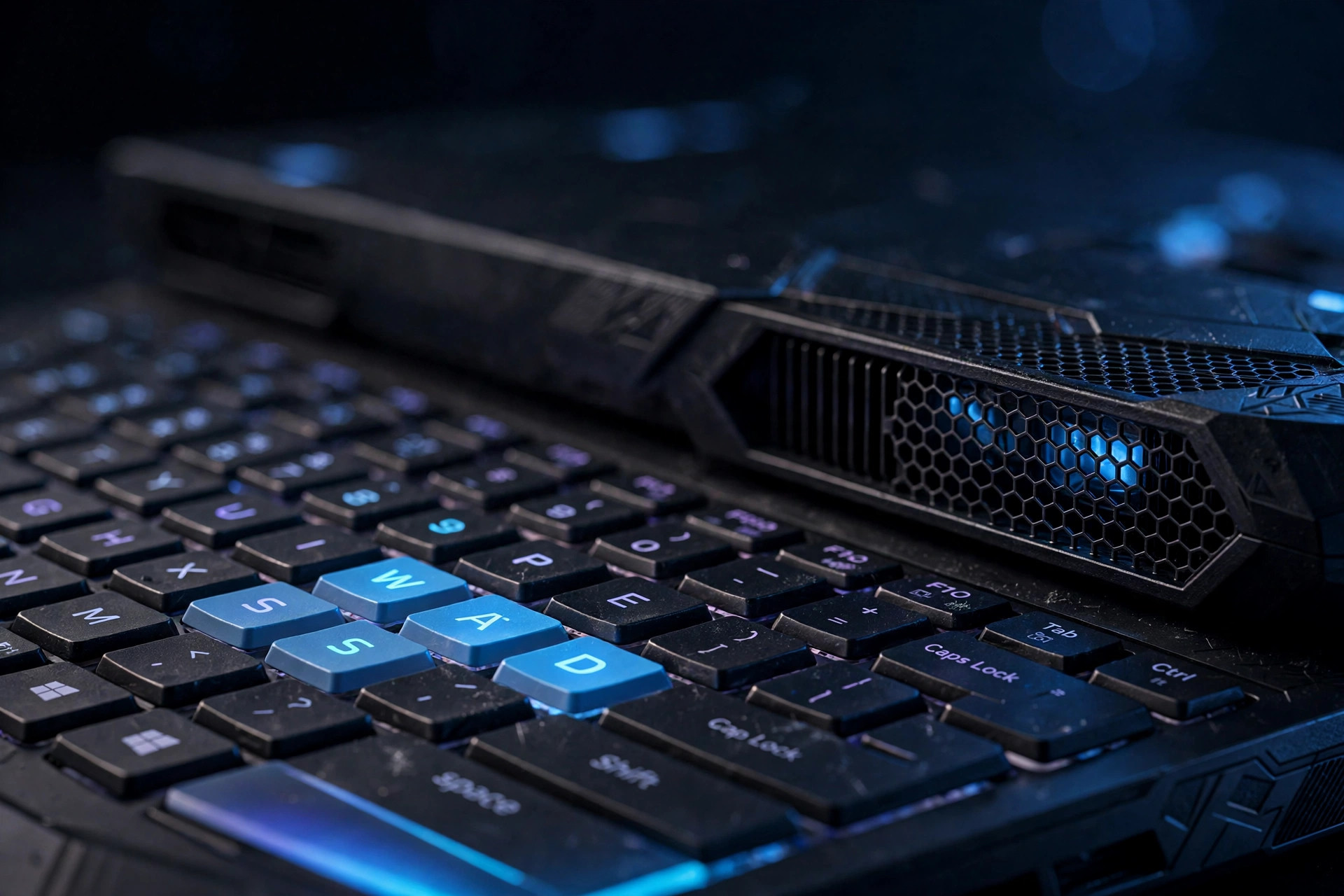 Backlit keyboard and cooling vent of one of the best budget gaming laptops